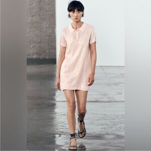ZARA SHORT KNIT POLO DRESS WITH SEQUINS
